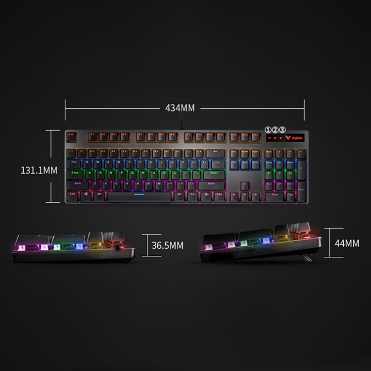 Rapoo V500 PRO Mixed Light 104 Keys Desktop Laptop Computer Game Esports Office Home Typing Wired Mechanical Keyboard(Tea Shaft)