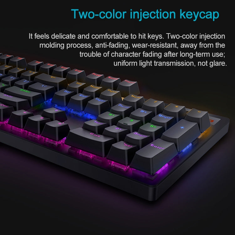 Rapoo V500 PRO Mixed Light 104 Keys Desktop Laptop Computer Game Esports Office Home Typing Wired Mechanical Keyboard(Tea Shaft)