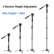 YUNTENG VCT-288RM SLR Camera Monopod Camera Support Foot Hydraulic Head Professional Photography Stand, Height: 1.48m