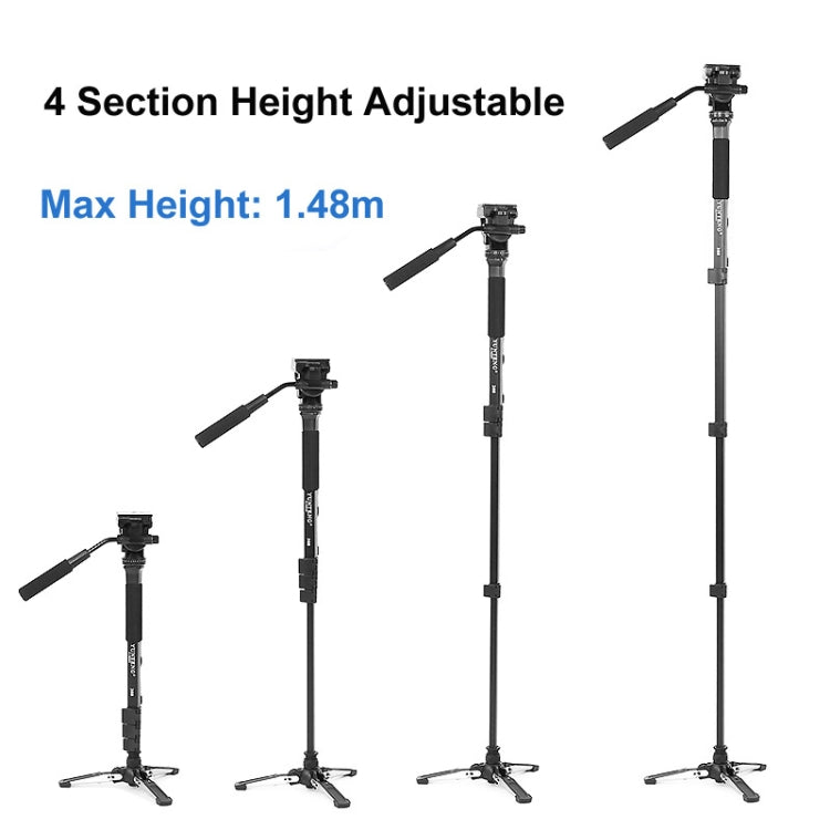 YUNTENG VCT-288RM SLR Camera Monopod Camera Support Foot Hydraulic Head Professional Photography Stand, Height: 1.48m
