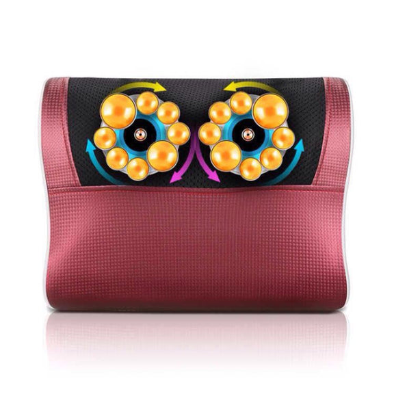Cervical Spine Massage Pillow Neck Waist Back Multifunctional Electric Massage Cushion, Plug Type:EU Plug(Red White)