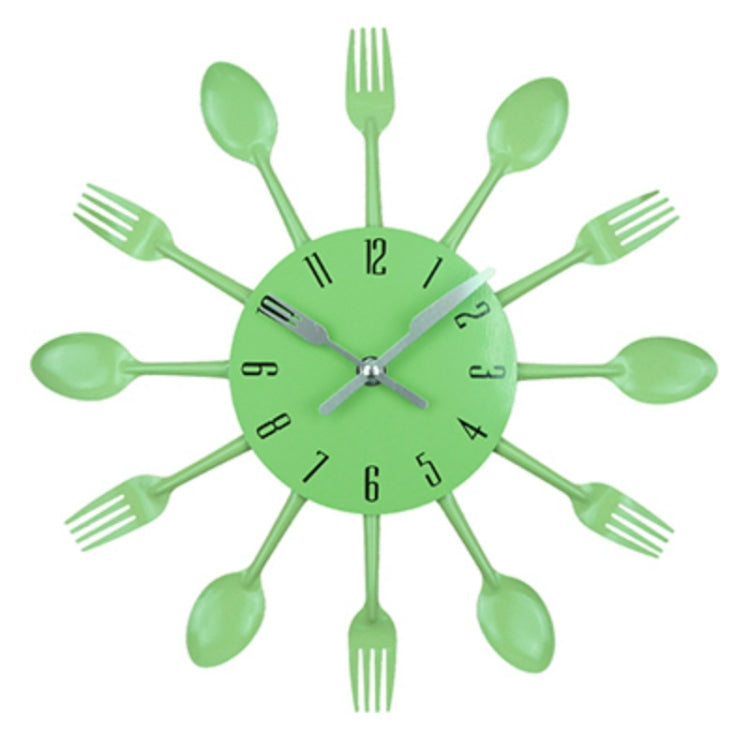 Cutlery Metal Kitchen Wall Clock Spoon Fork Creative Quartz Wall Mounted Clocks Modern Design Decorative Horloge Green - Wall Clock by PMc TechLife | Online Shopping South Africa | PMc TechLife | Buy Now Pay Later Mobicred