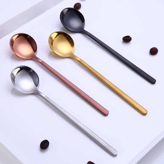 Mini Accessories Coffee Spoon Kitchen Dessertspoon Dining Round Shape Coffee  Stainless Steel Home, Size:15cm(Black)