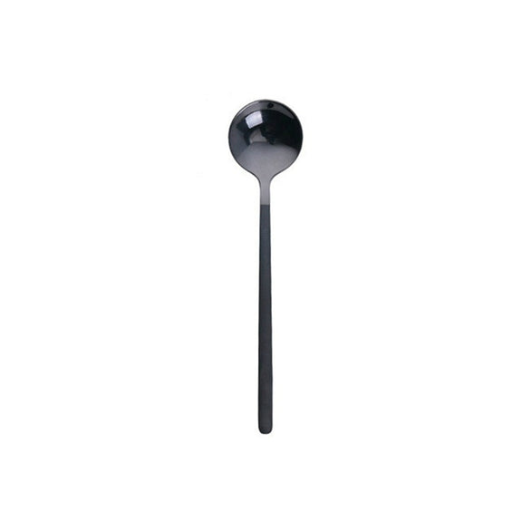 Mini Accessories Coffee Spoon Kitchen Dessertspoon Dining Round Shape Coffee  Stainless Steel Home, Size:17cm(Black)