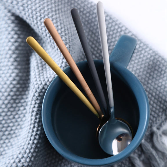 Mini Accessories Coffee Spoon Kitchen Dessertspoon Dining Round Shape Coffee  Stainless Steel Home, Size:17cm(Black)