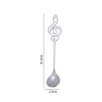 Creative Musical Note Spoon Coffee Stirring Scoop Stainless Steel Titanium Music Bar Spoon Gift Spoon(Silver) - free shipping - PMC Jewellery - Order now!