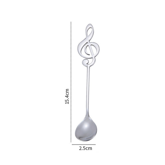 Creative Musical Note Spoon Coffee Stirring Scoop Stainless Steel Titanium Music Bar Spoon Gift Spoon(Silver)