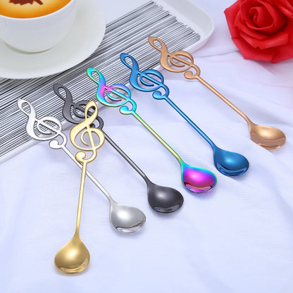 Creative Musical Note Spoon Coffee Stirring Scoop Stainless Steel Titanium Music Bar Spoon Gift Spoon(Silver) - free shipping - PMC Jewellery - Order now!