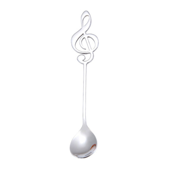 Creative Musical Note Spoon Coffee Stirring Scoop Stainless Steel Titanium Music Bar Spoon Gift Spoon(Silver)