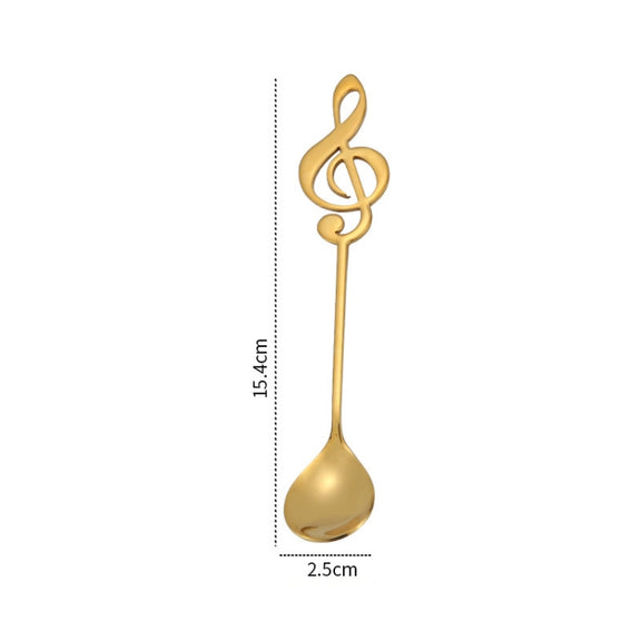 Creative Musical Note Spoon Coffee Stirring Scoop Stainless Steel Titanium Music Bar Spoon Gift Spoon(Gold)