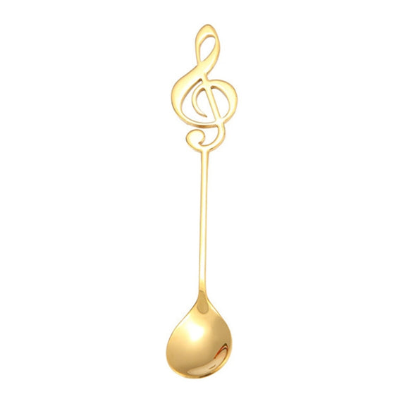Creative Musical Note Spoon Coffee Stirring Scoop Stainless Steel Titanium Music Bar Spoon Gift Spoon(Gold)