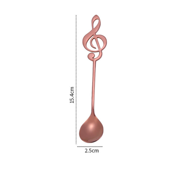 Creative Musical Note Spoon Coffee Stirring Scoop Stainless Steel Titanium Music Bar Spoon Gift Spoon(Rose Gold)