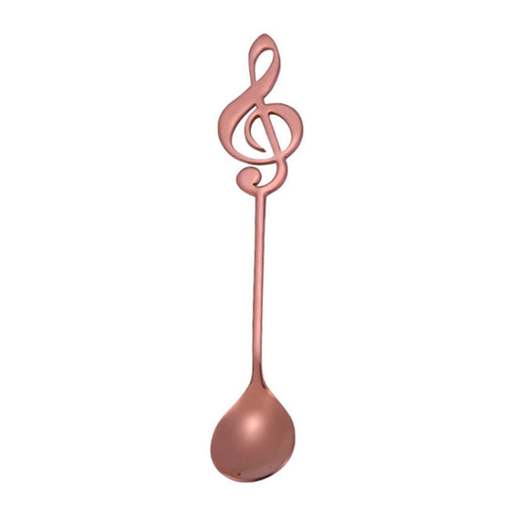 Creative Musical Note Spoon Coffee Stirring Scoop Stainless Steel Titanium Music Bar Spoon Gift Spoon(Rose Gold)