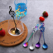 Creative Musical Note Spoon Coffee Stirring Scoop Stainless Steel Titanium Music Bar Spoon Gift Spoon(Rose Gold)