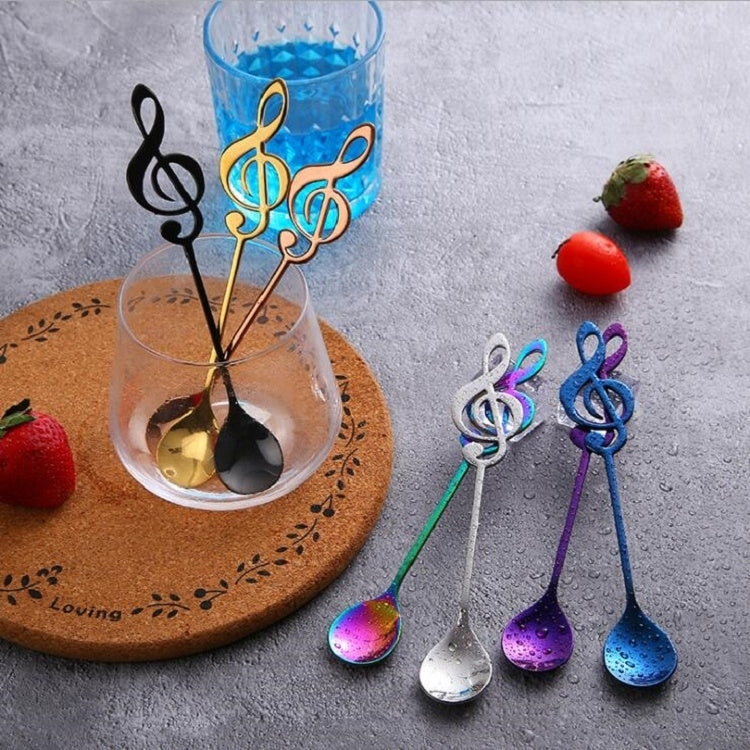 Creative Musical Note Spoon Coffee Stirring Scoop Stainless Steel Titanium Music Bar Spoon Gift Spoon(Rose Gold)