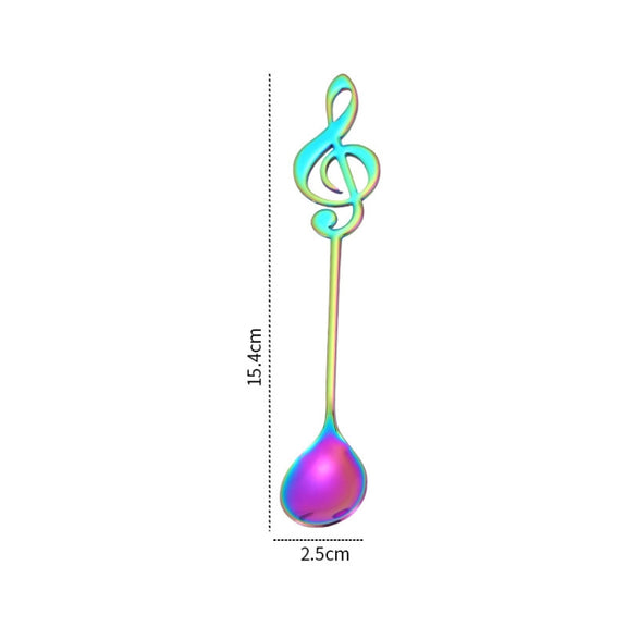 Creative Musical Note Spoon Coffee Stirring Scoop Stainless Steel Titanium Music Bar Spoon Gift Spoon(Colorful)