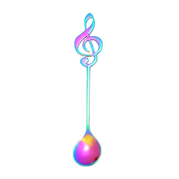 Creative Musical Note Spoon Coffee Stirring Scoop Stainless Steel Titanium Music Bar Spoon Gift Spoon(Colorful)