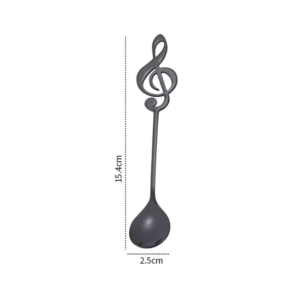 Creative Musical Note Spoon Coffee Stirring Scoop Stainless Steel Titanium Music Bar Spoon Gift Spoon(Black)