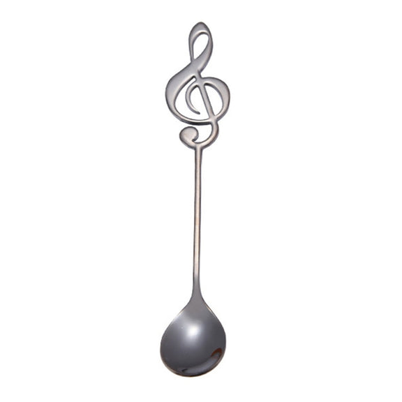 Creative Musical Note Spoon Coffee Stirring Scoop Stainless Steel Titanium Music Bar Spoon Gift Spoon(Black)