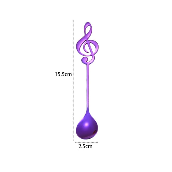 Creative Musical Note Spoon Coffee Stirring Scoop Stainless Steel Titanium Music Bar Spoon Gift Spoon(Purple)