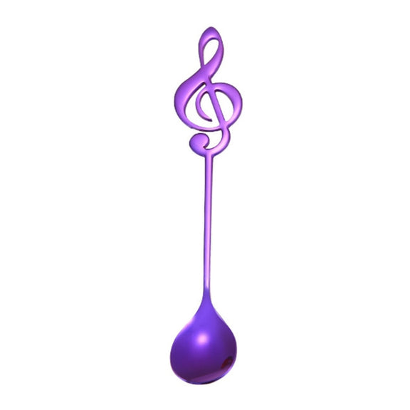 Creative Musical Note Spoon Coffee Stirring Scoop Stainless Steel Titanium Music Bar Spoon Gift Spoon(Purple)