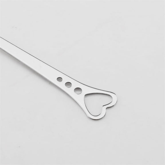 2 PCS Stainless Steel Spoon Portable Metal Coffee Teaspoon Creative Love Heart Shaped Wedding Party Gift Dinnerware, Color:Silver Single Hole Love