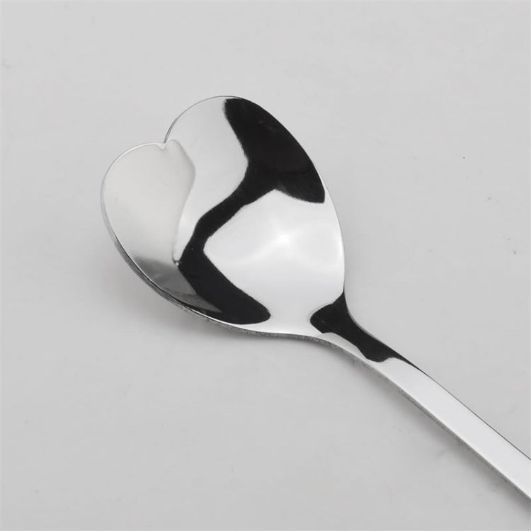 2 PCS Stainless Steel Spoon Portable Metal Coffee Teaspoon Creative Love Heart Shaped Wedding Party Gift Dinnerware, Color:Silver Single Hole Love