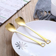 2 PCS Stainless Steel Spoon Portable Metal Coffee Teaspoon Creative Love Heart Shaped Wedding Party Gift Dinnerware, Color:Gold Single Hole Love - free shipping - PMC TechLife - Order now!