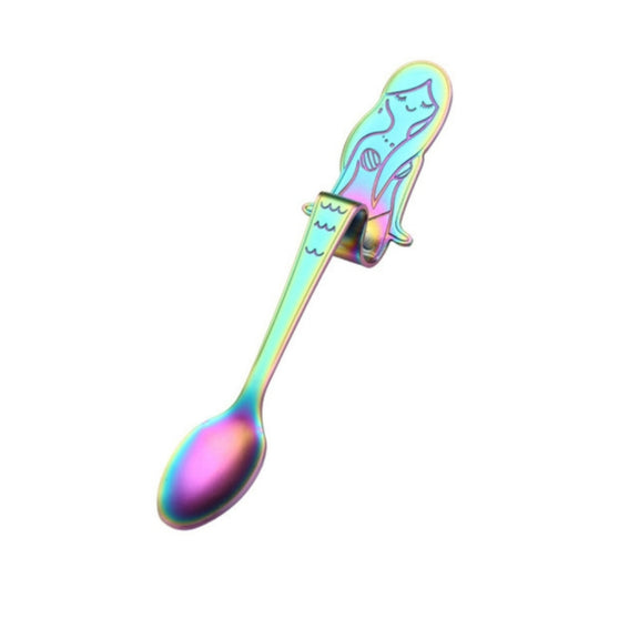 Creative Coffee Spoon Mermaid Shape Handle Spoons Flatware Drinking Tools, Color:Symphony