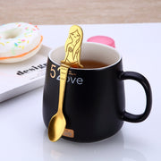 Creative Coffee Spoon Mermaid Shape Handle Spoons Flatware Drinking Tools, Color:Rose Gold