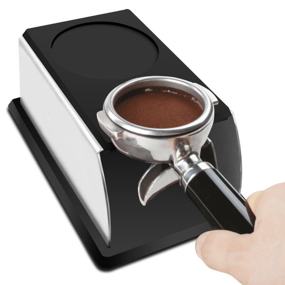 Stainless Steel Silicone Espresso Coffee Tamper Stand Barista Tool Powder Pad Hammer Pad(Black)