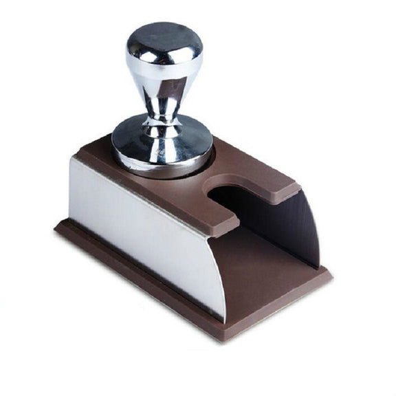 Stainless Steel Silicone Espresso Coffee Tamper Stand Barista Tool Powder Pad Hammer Pad(Black)