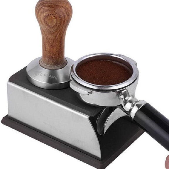 Stainless Steel Silicone Espresso Coffee Tamper Stand Barista Tool Powder Pad Hammer Pad(Brown)