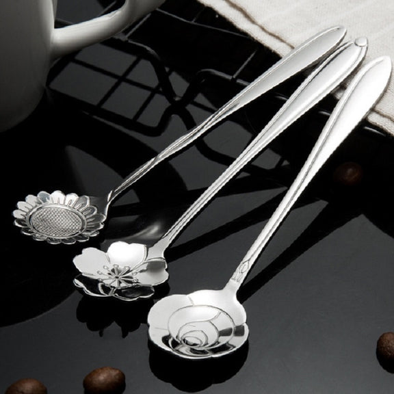 3 PCS Stainless Steel Household Creative Flower Spoon Coffee Stirring Spoon, Style:Cosmos Flower Spoon