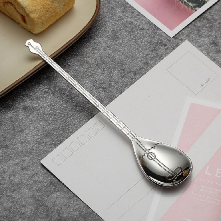 Stainless Steel Coffee Mixing Spoon Creative Musical Instrument Shape Spoon, Style:Lute, Color:Silver - free shipping - PMC TechLife - Order now!
