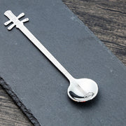 Stainless Steel Coffee Mixing Spoon Creative Musical Instrument Shape Spoon, Style:Yueqin, Color:Silver
