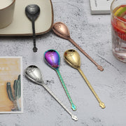 Stainless Steel Coffee Mixing Spoon Creative Musical Instrument Shape Spoon, Style:Guitar, Color:Titanium Gold