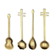 Stainless Steel Coffee Mixing Spoon Creative Musical Instrument Shape Spoon, Style:Guitar, Color:Titanium Black