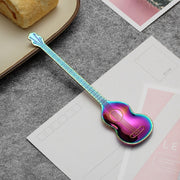 Stainless Steel Coffee Mixing Spoon Creative Musical Instrument Shape Spoon, Style:Guitar, Color:Colorful