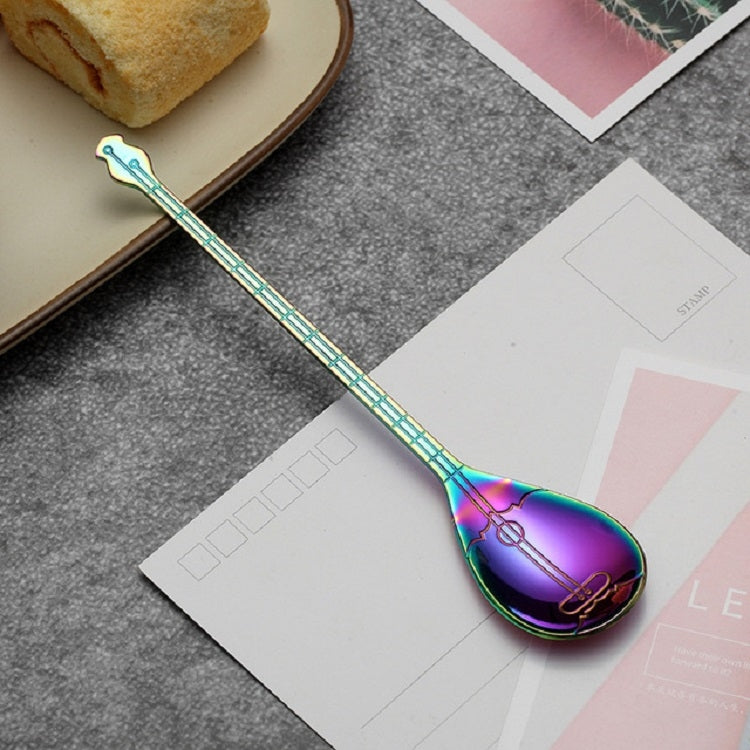 Stainless Steel Coffee Mixing Spoon Creative Musical Instrument Shape Spoon, Style:Lute, Color:Colorful - free shipping - PMC TechLife - Order now!