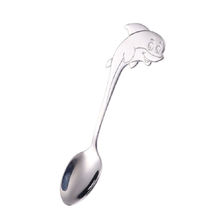 2 PCS Stainless Steel Dolphin Shape Cartoon Coffee Stirring Spoon Ice Cream Spoon Child Feeding Spoon(Steel) - free shipping - PMC TechLife - Order now!