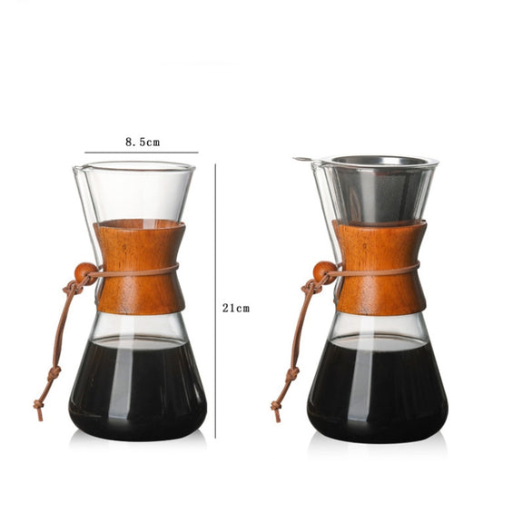 Heat Resistant Glass Coffee Pot Convenient Hand Made Pot, Specification:600ml Coffee Pot with Strainer