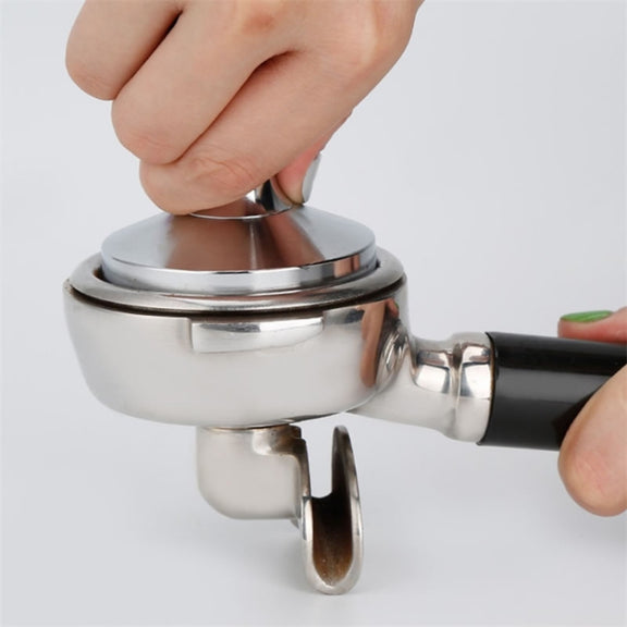 Stainless Steel Solid Wood Handle Integrated Coffee Powder, Specification:57.5mm, Color:Oak Handle