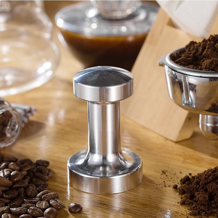 Stainless Steel Solid Wood Handle Integrated Coffee Powder, Specification:58mm, Color:Aluminum Integration - free shipping - PMC TechLife - Order now!