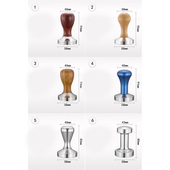 Stainless Steel Solid Wood Handle Integrated Coffee Powder, Specification:58mm, Color:Aluminum Integration