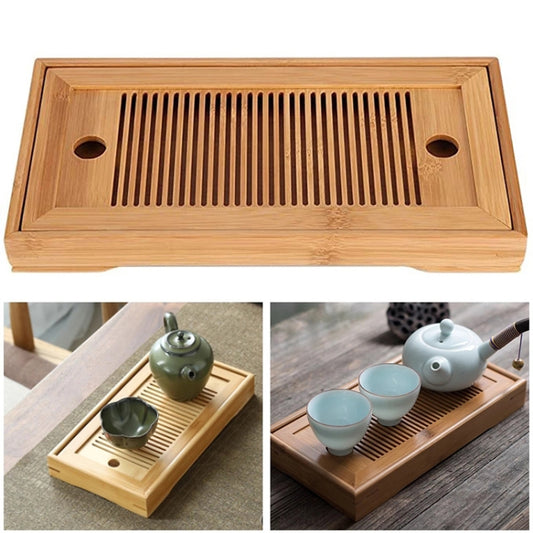Bamboo Tea Trays Kung Fu Tea Accessories Tea Tray Table With Drain Rack(primary color) - Tea Trays by PMC Jewellery | Online Shopping South Africa | PMC Jewellery | Buy Now Pay Later Mobicred