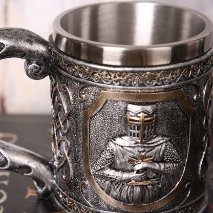 3D Viking Skull Coffee Beer Mug Skull Mug Beer Wine Drink Gift Stainless Steel Knight Decorative Cup for Men Mug - free shipping - PMC Jewellery - Order now!