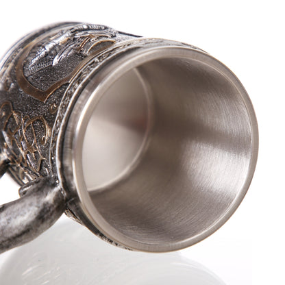 3D Viking Skull Coffee Beer Mug Skull Mug Beer Wine Drink Gift Stainless Steel Knight Decorative Cup for Men Mug - free shipping - PMC Jewellery - Order now!