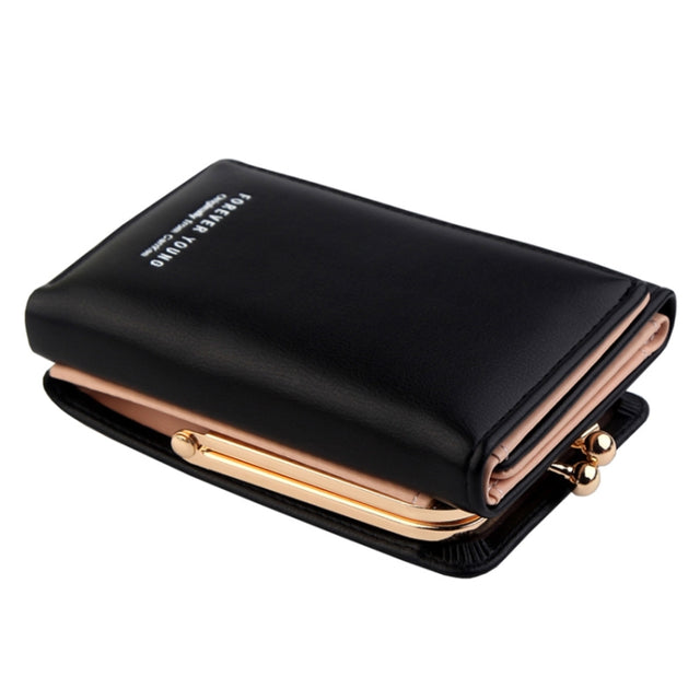 Short Wllet Lady Small Wallet Multi-Card Three Fold(Black)