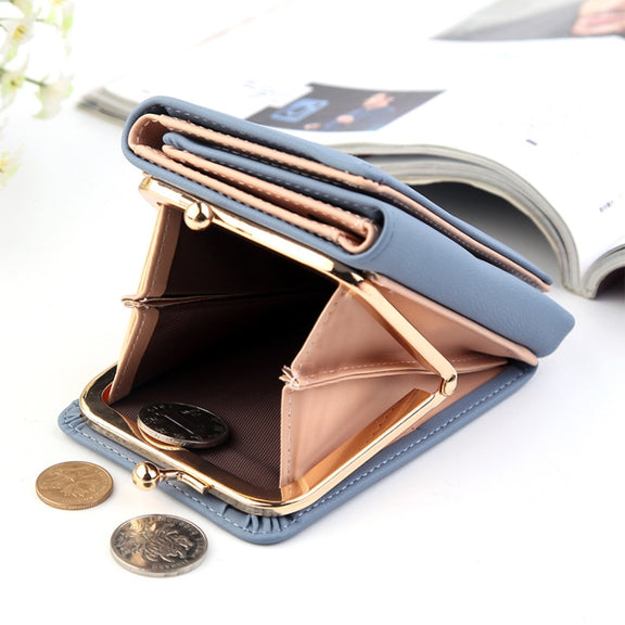 Short Wllet Lady Small Wallet Multi-Card Three Fold(Pink)